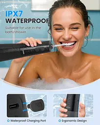 Бездротовий водяний стоматологічний флоссер Water Flosser 9 реактивних наконечників 5 режимів 300ML IPX7 водонепроникний - мініатюра 7