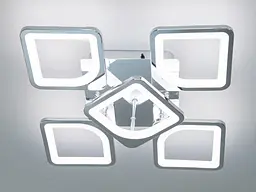 Стельова LED-люстра Diasha S8060/4+1HR з пультом і димером, хром, 70W, 3850 lm, квадратні акрилові плафони 44×44 см - мініатюра 3
