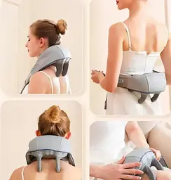 Масажер ударний для шиї та плечей No Brand Neck massager з ІЧ-підігрівом електричний на акумуляторі Сірий (2104618544) - мініатюра 6
