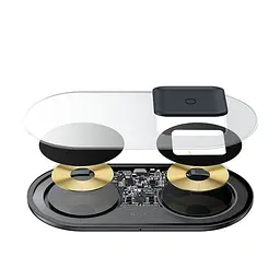 Зарядне бездротове подвійне BASEUS Simple 2in1 Wireless Charger Pro Edition For Phones + Pod (WXJK-C01) - мініатюра 2