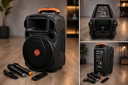 Портативна колонка Su-Kam SU 612 / Bluetooth колонка з 2 мікрофонами / Автономна акустична караоке-колонка - мініатюра 4