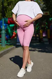 Велосипедки для вагітних із високим поясом на животик Parma Lullababe розмір XXL Рожевий - мініатюра 4