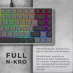 Клавіатура GamePro Red Swich Low Profile RGB USB Dark Gray дротова (MK141R) - мініатюра 9