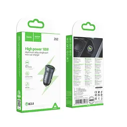 АЗП Hoco Z62 Energy single-port QC3.0 car charger Black - мініатюра 2