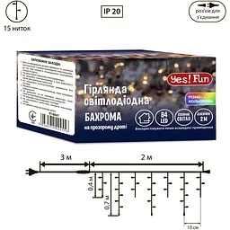 Електрогірлянда Yes! Fun Бахрома 84 LED статична 2 м різнокольорова (974847) - мініатюра 2