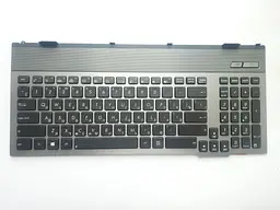 Клавіатура для ноутбуків Asus G55 чорна з сірою металевою рамкою, з підсвічуванням RU/US