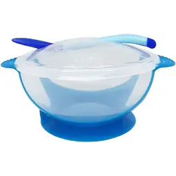 Тарілка на присосці з термоложкою та кришкою Mega Zayka MGZ-0100 (Blue)  - мініатюра 2