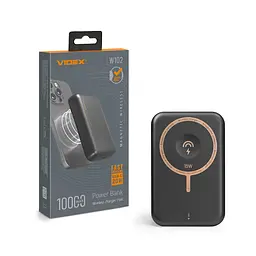 Повербанк з бездротовою зарядкою 10000mAh Videx VPB-W102 PD20W Grey (VPB-W102-G) - мініатюра 10