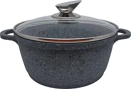 Каструля з кришкою Krauzer Granite Line 77053 24 см 4.5 л сіра