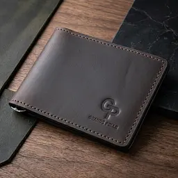 Шкіряний чоловічий затискач для грошей Grande Pelle 11543 коричневий