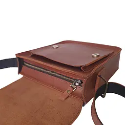 Чоловіча шкіряна сумка GS 23*20*6 см коньячна (КЛ 001 кон) 200 мм - мініатюра 8