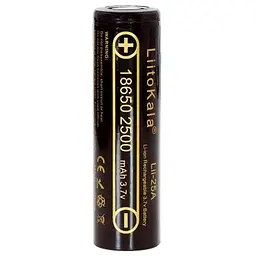 Акумулятор 18650 2500mAh Li-Ion, (2450-2650mah), 3.7V (2.75-4.2V), Blac Liitokala (Lii-25A)