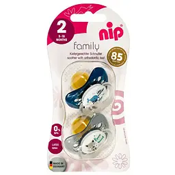 Пустушка Nip Моя сім'я №2, Х, 5-18 міс., кит та вовк, 2 шт. (38679-51) - мініатюра 2
