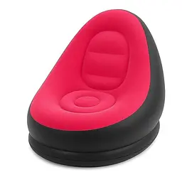 Надувний диван із пуфом Air Sofa / Надувне велюрове крісло з пуфом + насос Рожевий - мініатюра 4