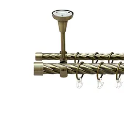 Карниз Orvit Заглушка металевий дворядний відкритий до стелі скручена труба кільце металеве Антик 25\16 мм 200 см (00-00025773)