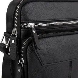 Сумка чоловіча шкіряна Tiding Bag через плече Чорна - мініатюра 5