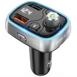 Трансмітер модулятор Bluetooth 5.0 Borofone BC32 з двома USB-портами, LED-дисплеєм та підтримкою USB / TF