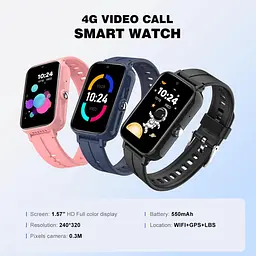 Рожевий дитячий смарт годинник-телефон Lemfo DH13S з GPS трекером, відеодзвінком, 4G SIM-картою та SOS До 3 днів роботи - мініатюра 2