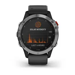 Смарт-годинник Garmin Fenix 6 Solar Silver with black band (010-02410-00) - мініатюра 4
