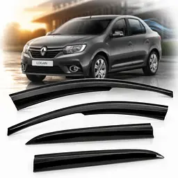 Дефлектори вікон вітровики Renault Logan 2013-2020 4D Седан скотч SunPlex (SPS 41 SPS 1011)