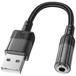 Перехідник Aux Hoco LS37 Spirit 2 in 1 transparent external sound card USB to 3.5 мм сірий