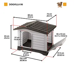 Будиночок для собак Ferplast Dogvilla 90 термопластиковий сірий 88×72×65 см 87255099 - мініатюра 11