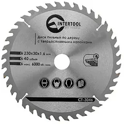 Диск пильний по дереву Intertool 230 х 40T х 30 мм