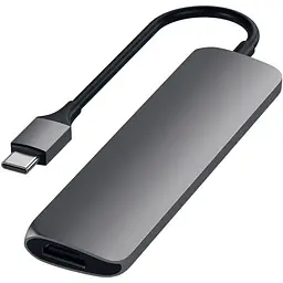 Адаптер Satechi Aluminum Type-C Slim Multi-Port Adapter 4K V2 Space Gray (ST-SCMA2M) - мініатюра 4