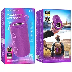 Портативна bluetooth колонка Borofone BR37 TWS з LED підсвічуванням фіолетовий - мініатюра 4