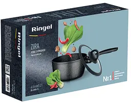 Ківш з кришкою RINGEL Zira (1.2 л) 16 см глибокий гранітне покриття ㅤ ㅤ - мініатюра 7