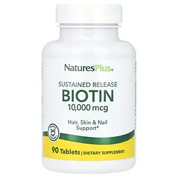 Біотин Natures Plus Biotin 10000 mcg 90 tabs Nature's Plus (1086-2023-10-2360)