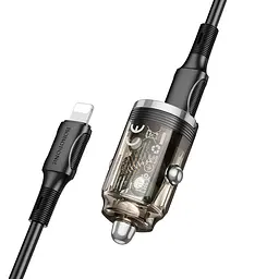 АЗП Borofone BZ29B Outstanding PD36W (2USB-C) + кабель Type-C to Lightning Transparent black - мініатюра 3