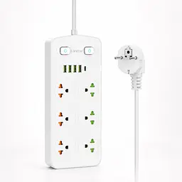Мережевий фільтр Earldom ES-SC09 3000W 11-в-1 з 6 розетками, 4 USB-A та USB-C, білий