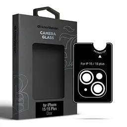 Захисне скло для камери Apple iPhone 15/15 Plus, Supreme BI, прозорий колір, з рамкою, глянцеве скло для захисту лінз, протиударне, прозоре, з клейовим шаром по контуру, не впливає на якість фото, ArmorStandart (ARM76599)