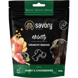 Хрусткі ласощі Savory для здоров'я кісток і суглобів собак, кролик та чорноплідна горобина 200 г