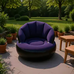 Надувне крісло AIR SOFA / Надувне велюрове крісло 80х80х67 см Темно-синій - мініатюра 2