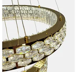 Світлодіодна підвісна кришталева люстра Artlight 3042-60+40GD з двома кільцями, 135W - мініатюра 4