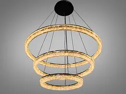 Сучасна підвісна LED люстра Diasha 1712/800+600+400BK з трьома кільцями, чорна, 125 W, освітлення 10-25 м2 - мініатюра 3