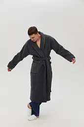 Халат unisex Lotus Home - Bold New Microcotton antrasit махровий S - мініатюра 4