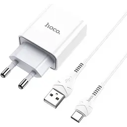 МЗП Hoco C81A Asombroso 2.1A (1USB-A) + кабель USB to Type-C Білий