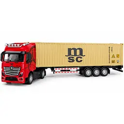 Фура Mercedes-Benz Actros з контейнером 1:32 металева вантажівка 37 см, інерційний рух світяться фари відкривні дверцята