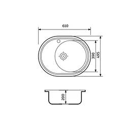 Кухонна мийка Adamant Vast 610x495x200 чорний 100001497, Чорний - мініатюра 5