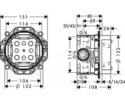 Прихована частина Hansgrohe Ibox Universal 01800180 - мініатюра 2