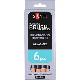 Маркер акварельний Santi Brush Marker SWB-27 теракотовий двосторонній 6 шт. (391083) - мініатюра 4