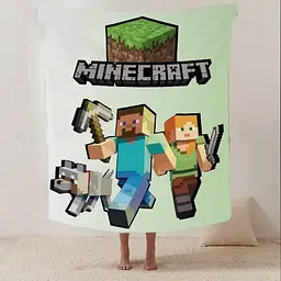 Плед плюшевий на подарунок 3D Minecraft 160х200 см - мініатюра 2