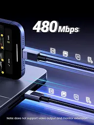 Кабель UGREEN 35985 USB-C TO USB-C Cable 100W PD Fast Charging Cable 0.5m для iPhone 15/Plus/Pro/Pro Max - мініатюра 7