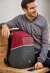 Рюкзак антизлодій з Rfid Topmove IAN352250 12L Бордовий з чорним - мініатюра 1