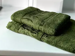 Набір турецьких бамбукових махрових рушників Zeron 50х90+70х140 Bamboo Agaс Desen зелений 1 - мініатюра 2