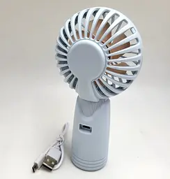 Вентилятор акумуляторний міні з ручкою USB діаметр 10см Handy Mini Fan AP223 блакитний - мініатюра 2