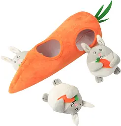 М'яка іграшка для собак Carrot+Rabbit Hide and Seek Plush Dog Toy з пищалкою - мініатюра 4